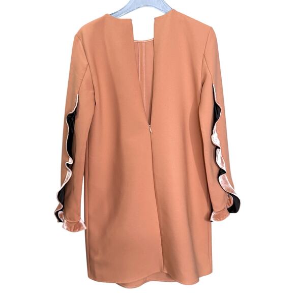 Elisabetta Franchi Size L 44 Abito Dress Mauve Pink Ruffle Trim Statement Sleeve - Picture 11 of 16